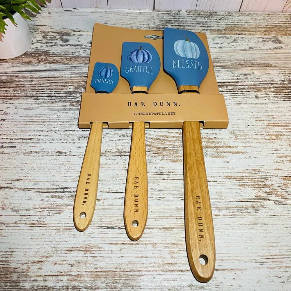 Rae Dunn Fall 3 pcs Spatula set New Grateful, Blessed & Thankful 2022